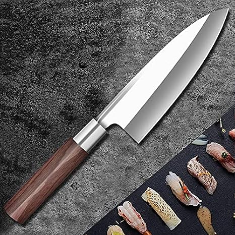 MAYiT Meat Cleaver Knife, Japanese Deba Fish head knife Salmon knife Sashimi Sushi Cooking Filleting Knives Sushi Cleaver Salmon Sllicing Petty Peeling (Size : 210mm)