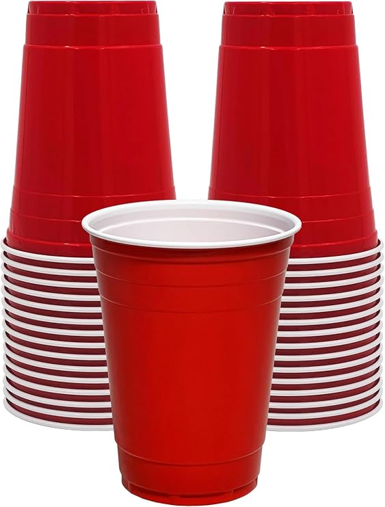 Coreint Plastic Cups 50 Pack BPA Free Durable Red Party Cups - Biogradable Glasses for Christmas,Garden,Weddings,Birthday,Annivarsary, Picnics –