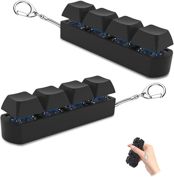 2Pcs Keyboard Fidget Toy, Fidget Toys, Fidget Keyboard Clicky Fidgets Toy, Portable Fidgets Keyboard 4 Buttons with Keychain, Multi-Functional Fidget, Fashional Gifts for Adults (A)