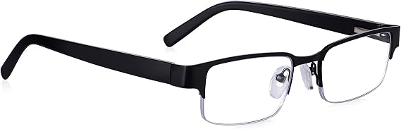 Half Frame Reading Glasses | Comfortable, Stylish & Ready-to-Wear | Semi Rimless Reading Glasses, Mens Reading Glasses, Reading Glasses for Women & Men | Black +1.0, RO8310
