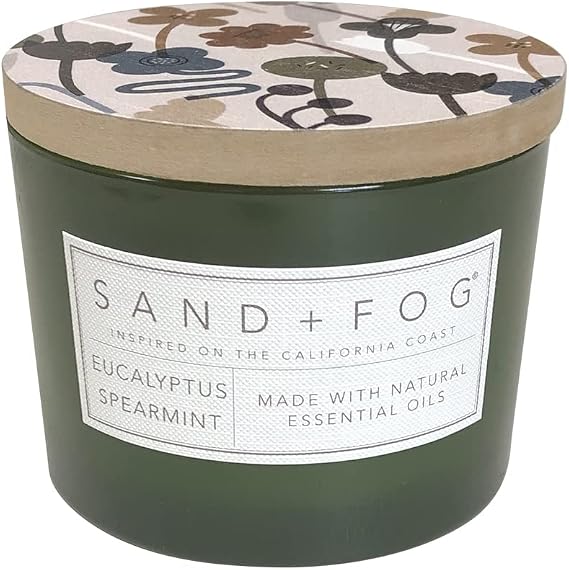 Sand + Fog Scented Candle - Eucalyptus Spearmint Additional Scents and Sizes 100% Cotton Lead-Free Wick - Luxury Air Freshening Jar Candles - Perfect Home Decor 12oz