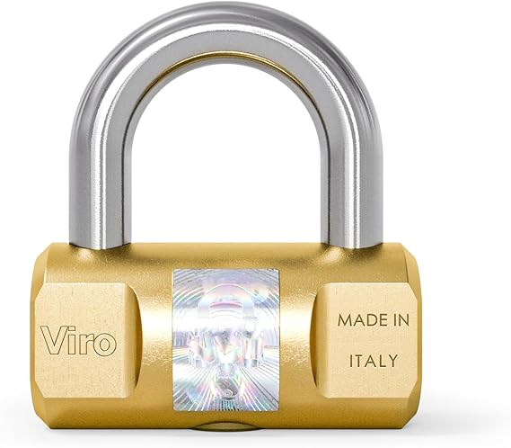 Viro | Cylindrical Padlock, 70 mm Solid Brass Base, Steel Shackle, Snap Closure, 2 Keys Supplied
