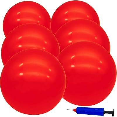 6 Pcs 6 Inch Inflatable Bouncy Balls, with 1 Hand Air Pump