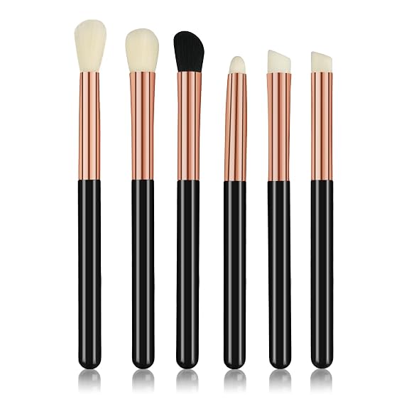 Eye Makeup Brush Set, 6Pcs Professional Soft Make Up Brushes Tools,for Blending Eyeshadow Concealer Eyebrows Eyeliner(Black-YA01)