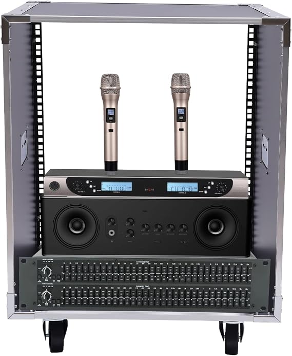 12U AV Rack Stand Portable Rolling Network Rack with 4 Universal Wheels Free Standing Audio Rack Cabinet for Computer Chassis Mixing Console Microphone Amplifier, 220lbs Capacity (12U)