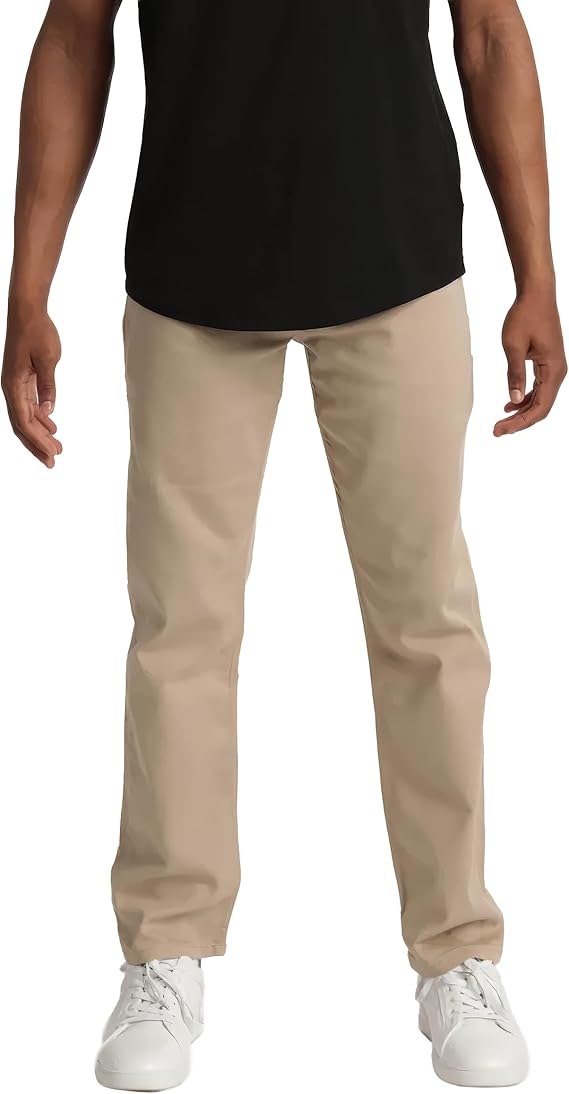 The Perfect Jean Denkhaki Khaki Pants for Men Slim Thick Fit, Stretch Dress Pants for Men