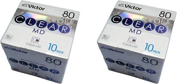 Victor CLEAR MD 80 Minute Recording Mini Disc, Pack of 10, Set of 2