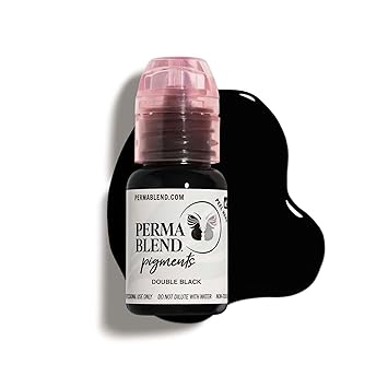 Perma Blend - Double Black - Microblading Ink for Permanent Eyeliner - Professional Tattoo Ink - Dark Carbon Based Black Tattoo Ink Makeup - Vegan 0.5 oz
