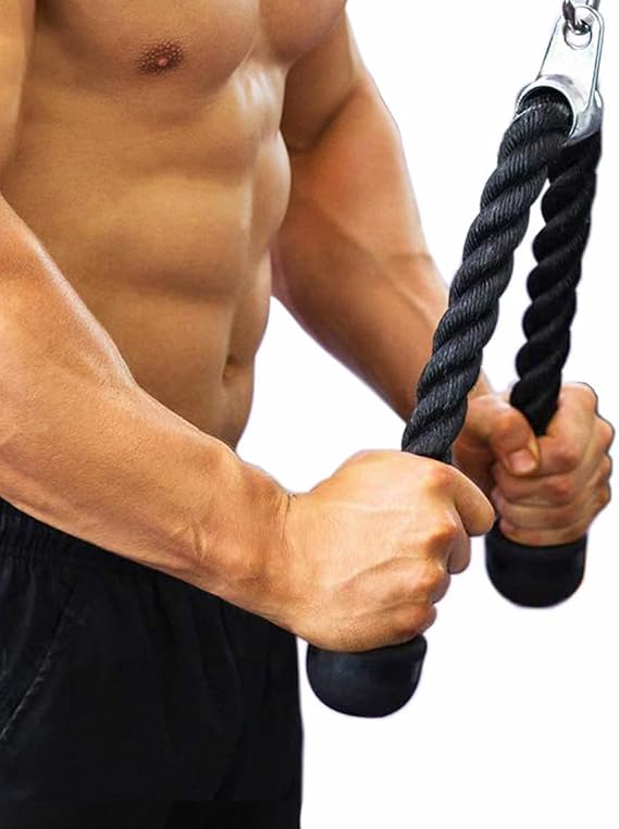27 inches Tricep Rope, Tricep Pull Down Rope for Cable Machine, Cable Attachment for Gym Workout Exercise