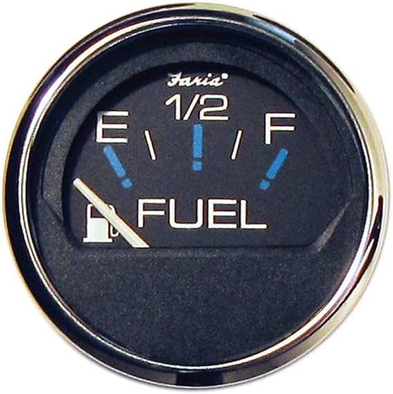 FARIA BEEDE 13701 Chesapeake Stainless Steel Fuel Level Gauge (E-1/2-F) - 2"", Black