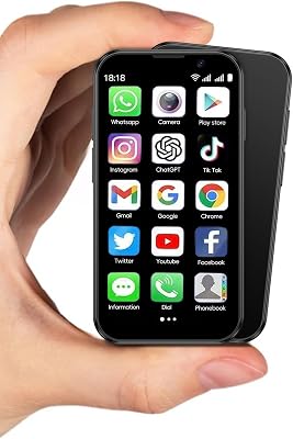 Mini Phone for KidsStudent,3 Inch Display Small Phone Dual Camera, 3G Unlocked Android Smartphone 2GB16GB-128GB, Mini Smartphone for BackupTravel Black
