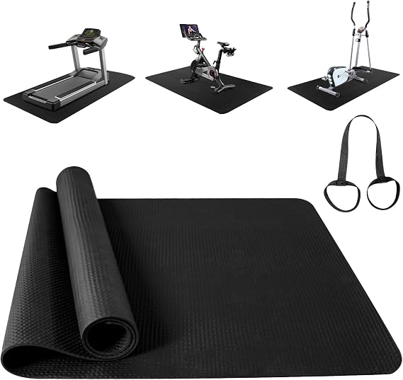 Treadmill Mat,Exercise Bike Trainer Mat, Exercise Equipment Mat,Elliptical Machine Mat,Protective Floor Mat for Under Stationary Bike, Spin Bike, Fitness Equipment (60 x 120 x 0.5(cm))