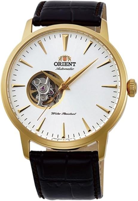 Orient Open Heart Men's Automatic Manual Winding Mechanical Classic Leather Band Skeleton Dial Wrist Watch