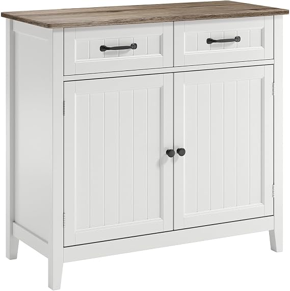 Bealife Kitchen Sideboard, Buffet Cabinet with 2 Drawers and 2 Doors, Kitchen Cabinet with Worktop for Living Room, Dining Room and Kitchen (Gray)