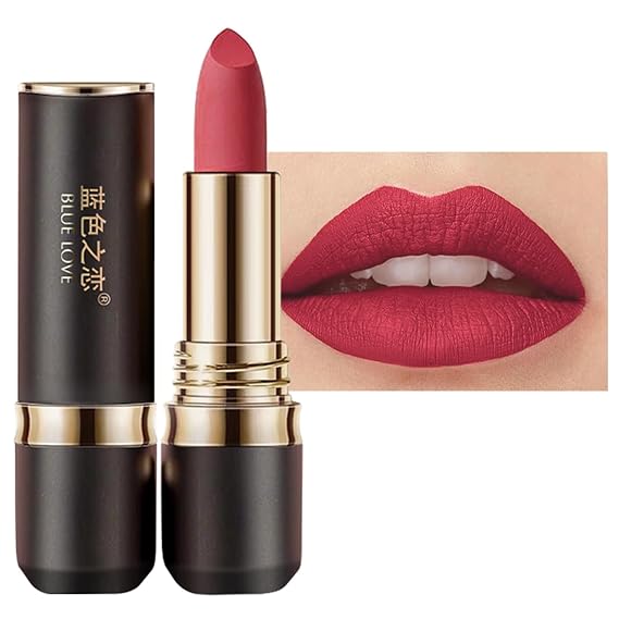 BLUE LOVE Long-Lasting Lipstick - Transfer-Resistant (02 Sweet Red) | Bold matte color that stays put. Non-drying feel. Keeps lips smooth and comfortable all day.