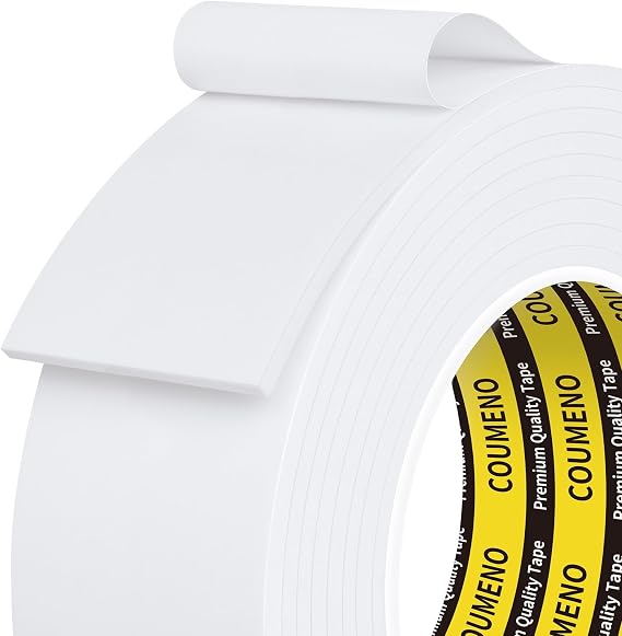 White Foam Tape, 50mm x 3m, Weather Stripping for Doors & Windows. | 3mm Thick Single-Sided EVA Sealing Strip. Door & Window Draught Excluder for Soundproofing, Heat Insulation, Anti-Collision.