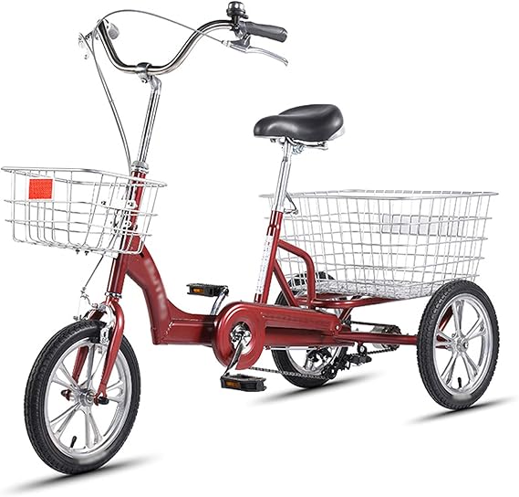 Adult Tricycle Three Wheel Bike 3 Wheel Bikes 14In Adult Bicycle with Large Basket Cruiser Bike for Recreation Shopping Picnics Exercise Men's Women's Cycling Pedalling