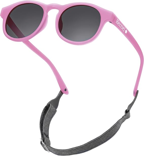 HECCEI Baby Sunglasses, Polarized UV-400 Newborn Sunglasses with Strap