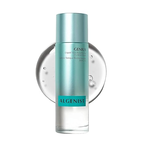Algenist Genius Liquid Skin Resurfacing Face Toner - Gentle 2% BHA Liquid Exfoliant with Salicylic Acid & Collagen - Minimizes Pores, Firms & Smooths Fine Lines - Vegan Anti Aging Skin Care (3.4 oz)