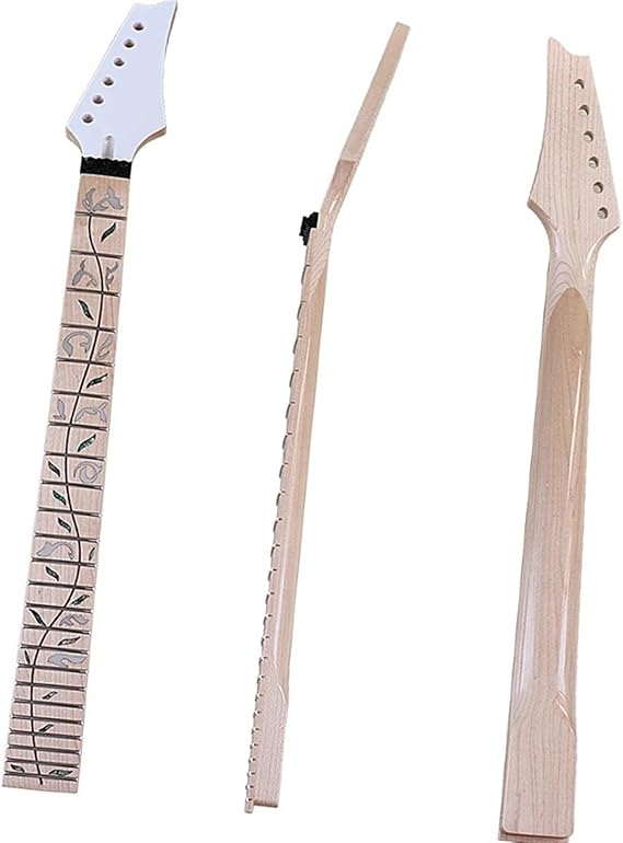 Guitar Neck DIY 6-string 24-fret Double-shake Carved Guitar Neck Glossy Maple DIY Professional Modified Musical Instrument Accessories
