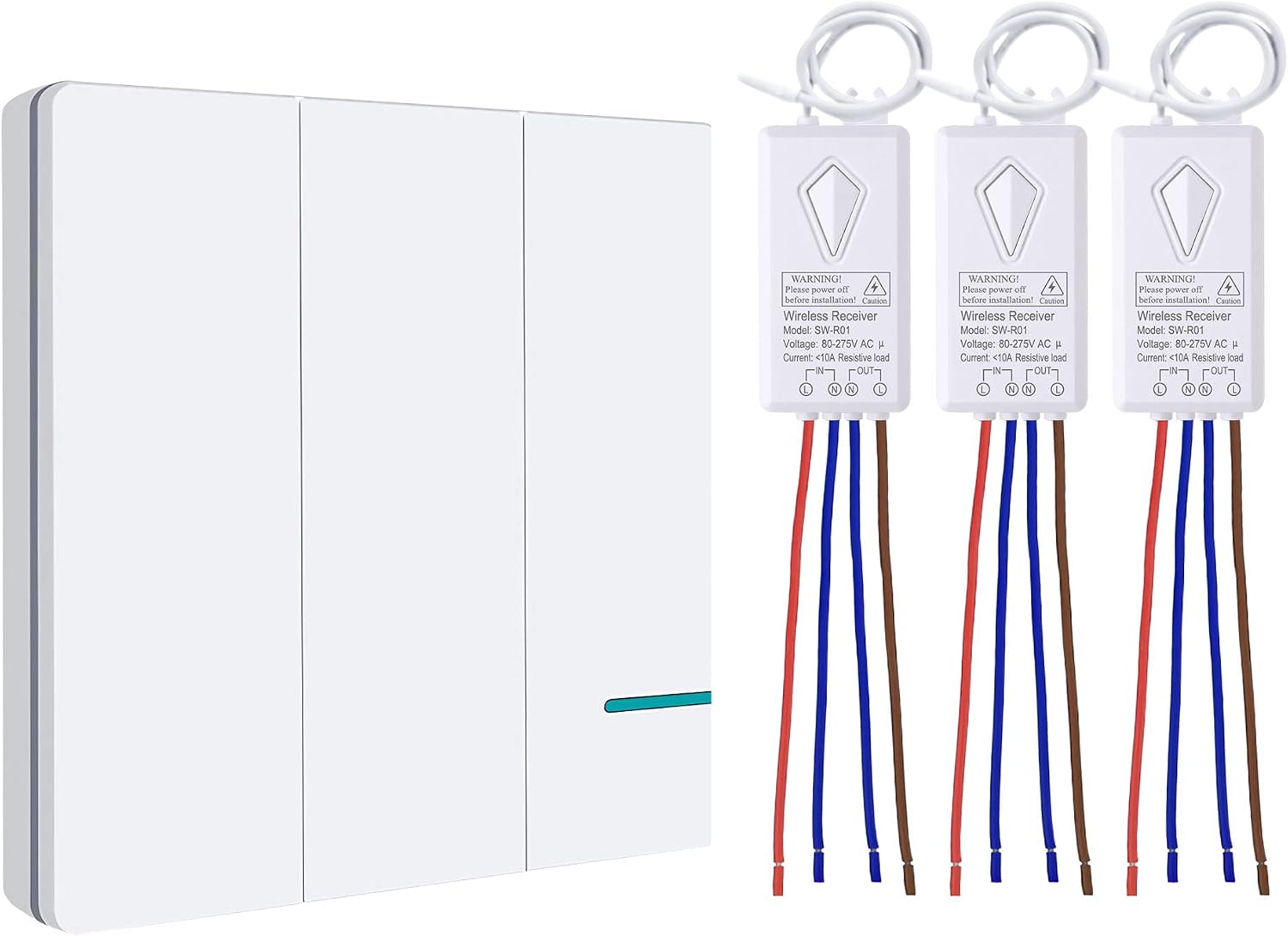 Thinkbee Wireless Switch for Light - 230V Cablefree Remote Control with Receiver Control Your 1000W Fixtures Up to 1600ft Range, IP66 Waterproof ONOff RF Wall Switch for Garage and Garden