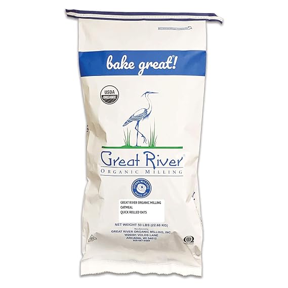 Great River Organic Milling, Oatmeal, Quick Rolled Oats, Organic, 50-Pounds (Pack of 1)