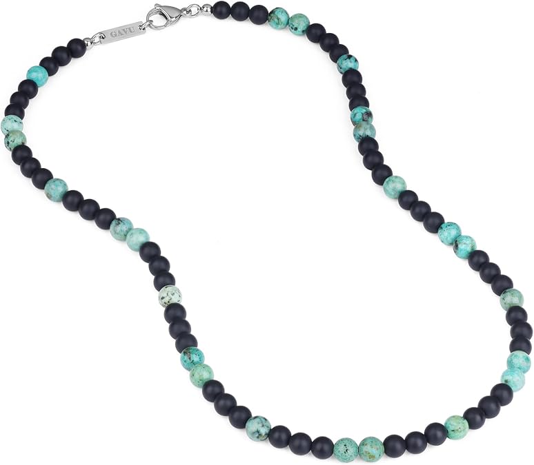 GAVU Matte Onyx Crystal Beaded Necklace for Men 20"/22"/24"/26"