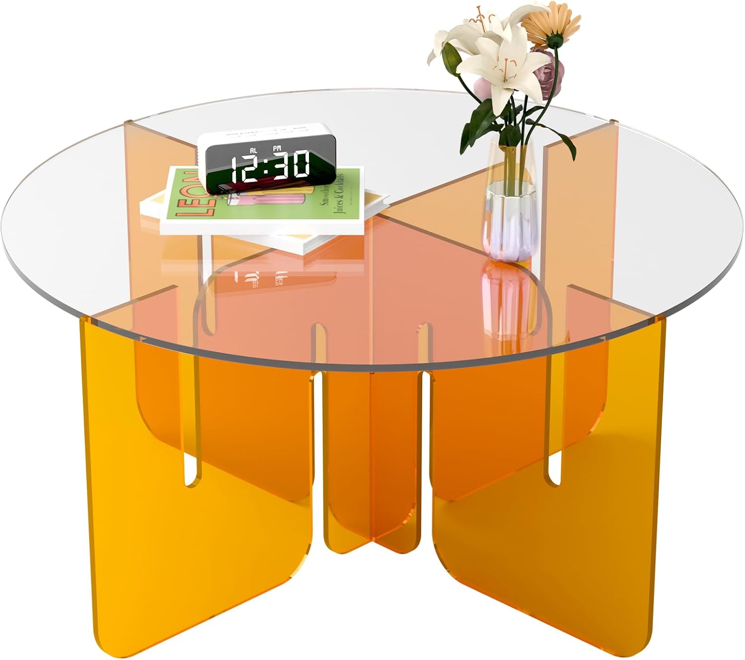 KSacry Acrylic Round Coffee Table-Orange