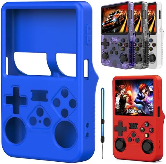 2PCS Silicone Premium Case for R36S Handheld Game Console Protective Cover Anti-Scratch Storage Box Soft Shell Red&Blue