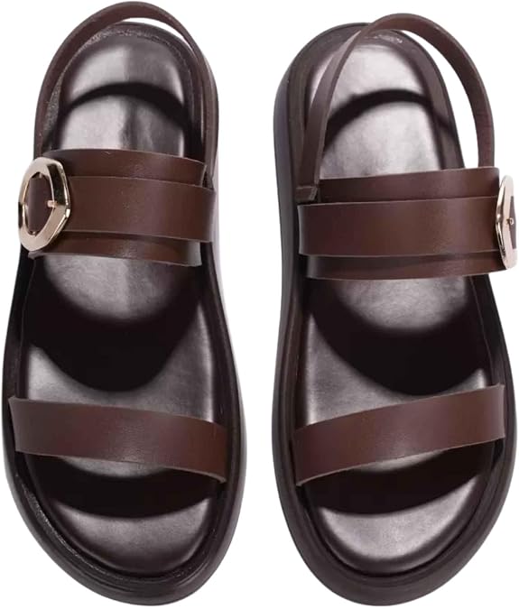 Kadın 2 cm Topuklu Yazlık Rahat Sandalet, Tokalı Çift Bantlı Günlük Kullanım Şık Hafif Tabanlı Casual Sandalet