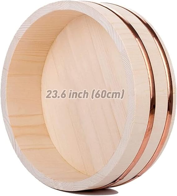 Large Japanese Wooden Hangiri Sushi Rice Mixing Bowl Tub for Sushi Restaurant Sushi 23 inch/60cm Diameter