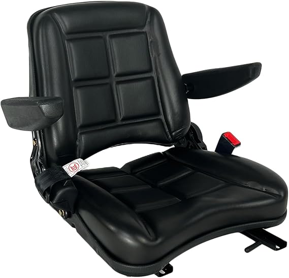 Universal Fold Down Forklift Seat, Adjustable Tractor Chair | Universal adjustable heavy duty mechanical seat fits tractor forklift, skid loader, excavator backhoe; 45-180 backrest