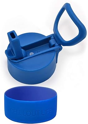 CHILLOUT LIFE Replacement Straw Lid  Silicone Bottom for 12 oz  17 oz  22 oz Insulated Water Bottle Magic Blue