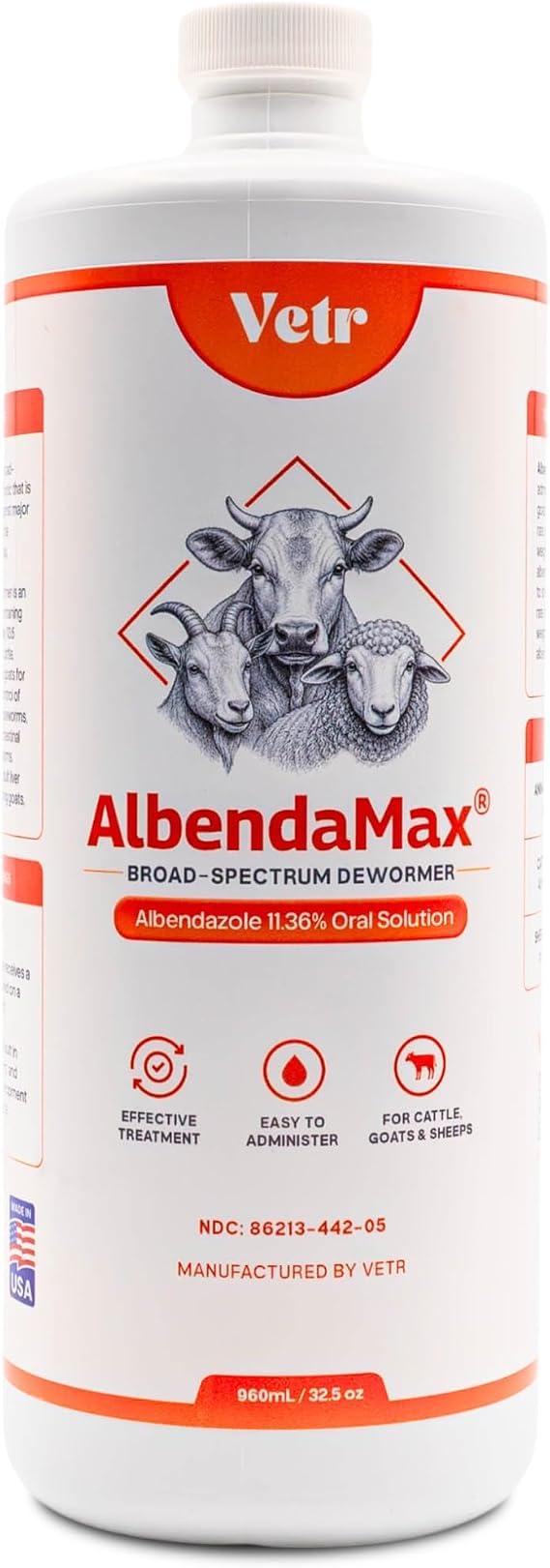 vetr AlbendaMax Oral Suspension, Liquid for Cattle, Sheep & Goats 960 mL