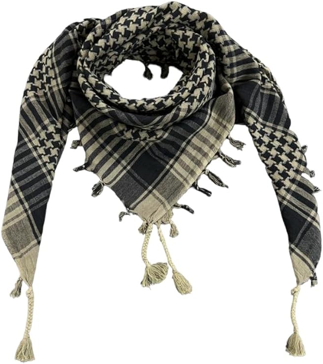 Elu Shemagh Scarf Men - Women /100% Cotton Military Shemagh Keffiyeh Scarf Arafat Tactical Desert Rave Bandana Head Wrap