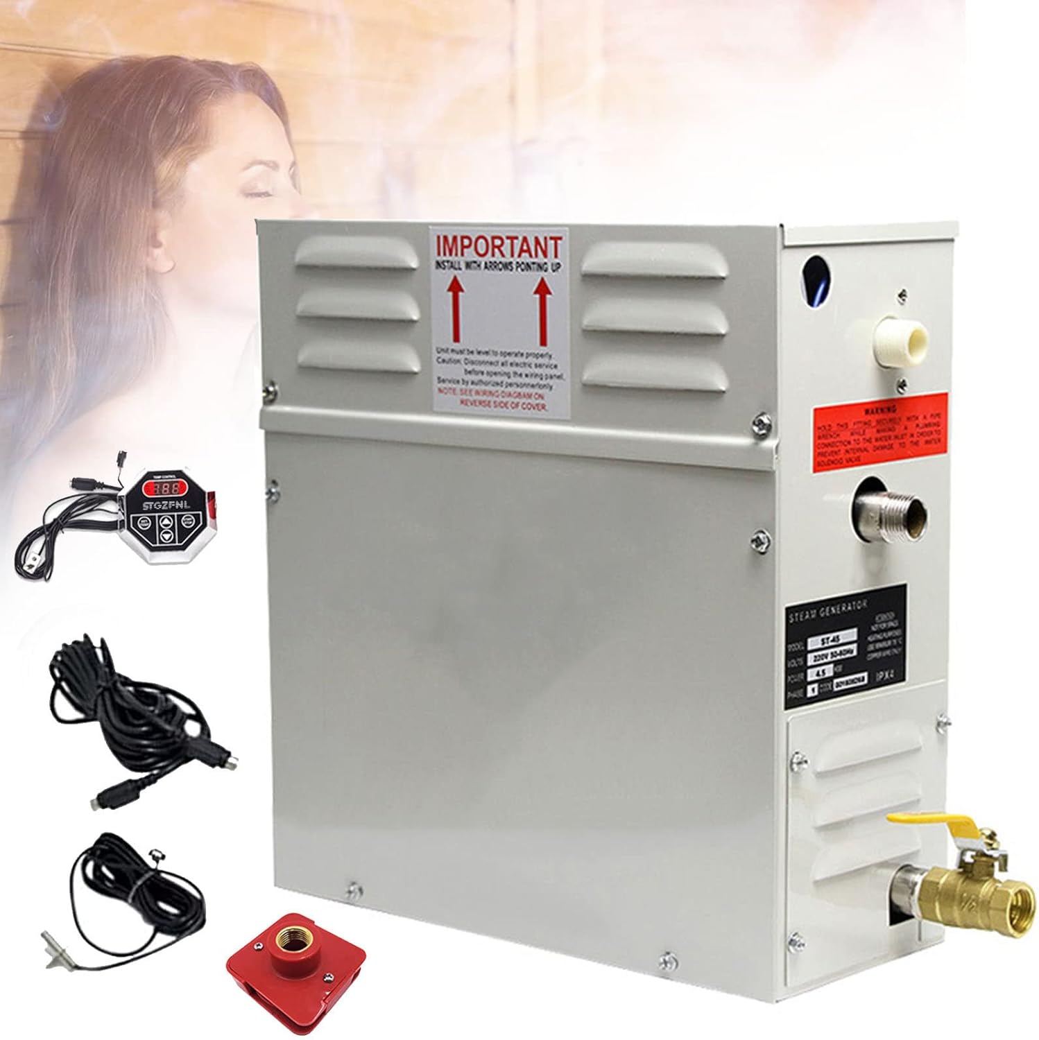 Steam Generator Steam Generator for SPA Room Digital Display Steam Generator 35 ℃-55 ℃ Sauna Steam Generator for Home Commercial Steam Generator kit Steam Bath Generator,220V-8.0kw