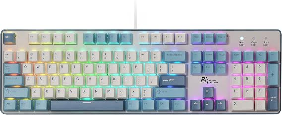 RK ROYAL KLUDGE RK920 Full Size Mechanical Keyboard, Rainbow Backlit Gaming Keyboard, 104 Key Mechanical Keyboard with Numeric Keys, US QWERTY Layout