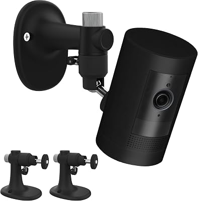2Pack Wall Mount Bracket for Ring Stick Up Cam & Ring Outdoor Cam Plus, Adjustable Durable Mount Stand Also fit for eufy Arlo Simpllisafe Cam, Drill or No Drill Two Ways Installation Strong Adhesive