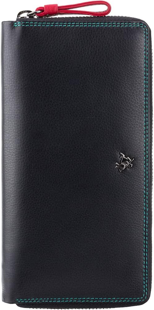 VISCONTI Spectrum 33 Damen-Geldbörse aus weichem Leder mehrfarbig Schwarz 8 x 4 x 1 inches Reisebrieftasche