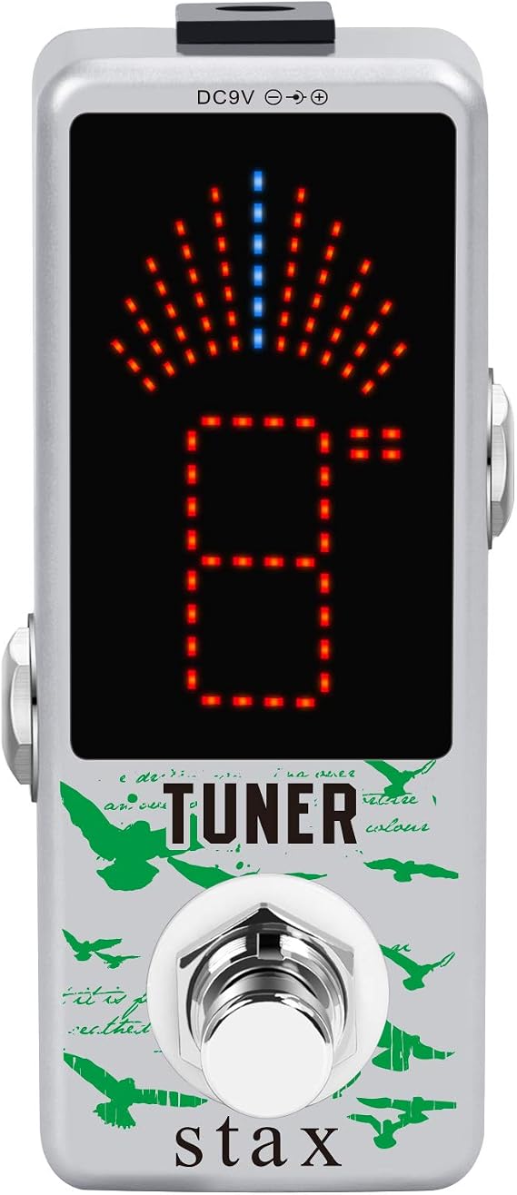 Stax Tuner Pedal Chromatic Guitar Tuner Pedal High Precision Tuning Effect Guitar Pedals for Electric Guitar & Bass Accurate 1 Cent Mini Size True Bypass.