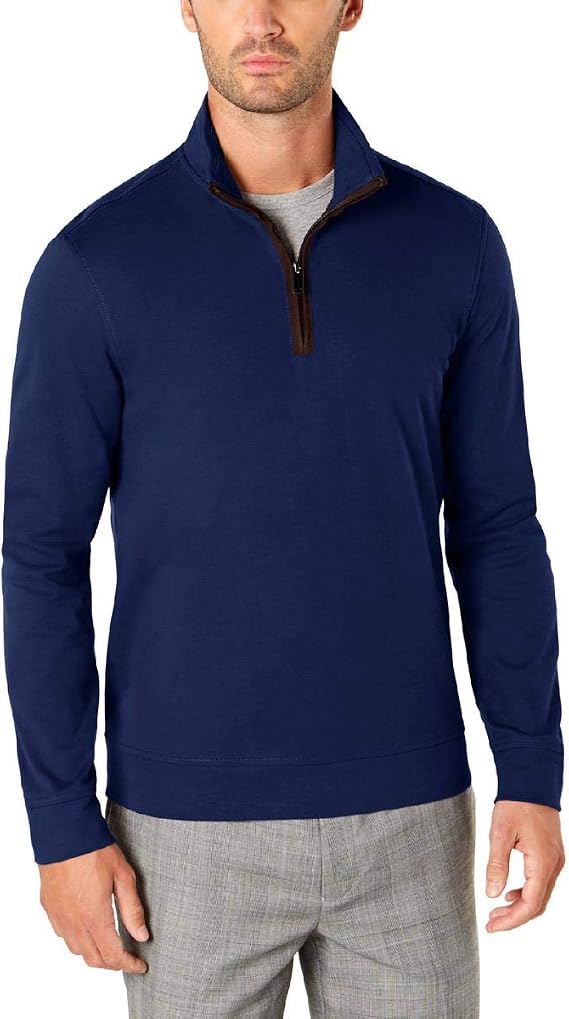 Tasso Elba Mens Piped 1/4 Zip Pullover Sweater