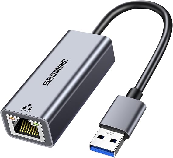 USB to Ethernet Adapter, USB 3.0 to 10/100/1000 Gigabit Ethernet USB LAN Network, RJ45 Internet, WiFi Adapter for Laptop Nintendo Switch, Windows, Surface, Apple MacBook, Mac/Linux Ethernet Adapter