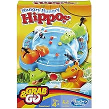 Hasbro Gaming Elefun & Friends Hungry Hungry Hippos Grab & Go Game (Includes 2 Chomping Hippos)