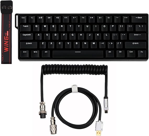 EPOMAKER WIN60 HE 60% Wired Magnetic Keyboard+Puff Aviator Coiled USB Cable