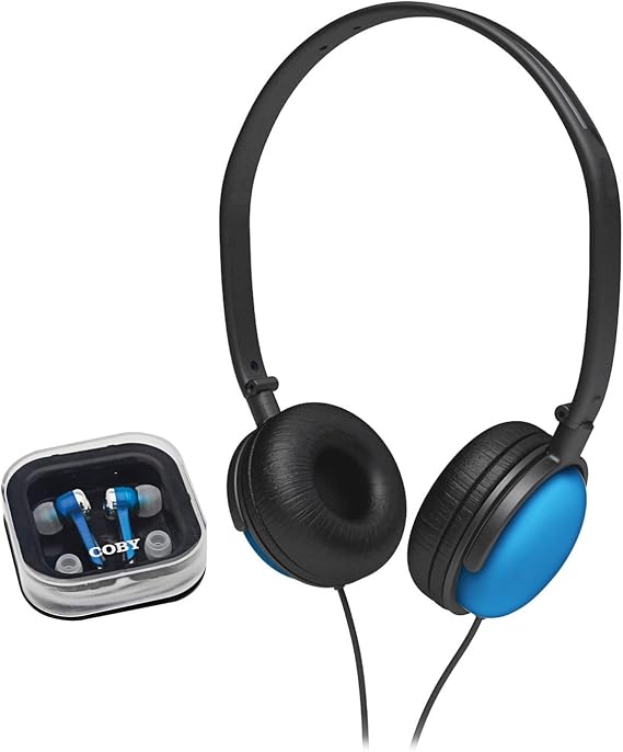 Coby CV140BL Earbud/Headphone Combo