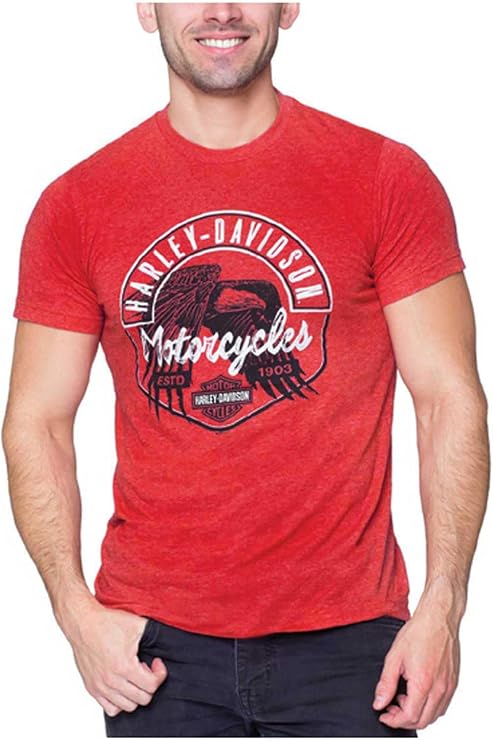 Harley-Davidson Men's Approach Crew-Neck Short Sleeve T-Shirt, Heather Red
