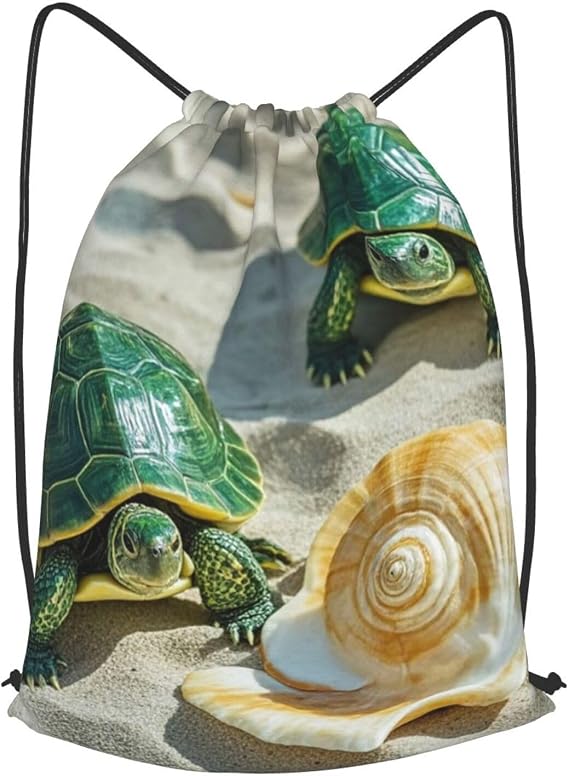 Drawstring Backpack Woemn Men Sports Gym Sack Lightweight Drawstring Bags Two Turtles And Shells Cinch Bag Sackpack For Work Swim Travel