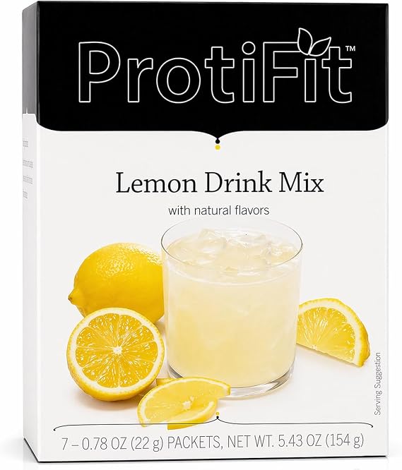 PROTIFIT - High Protein Fruit Flavored Powder Drink Mix, 15g Protein, Low Calorie, Sugar Free, Ideal Protein Compatible, 7 Servings Per Box (Lemon)