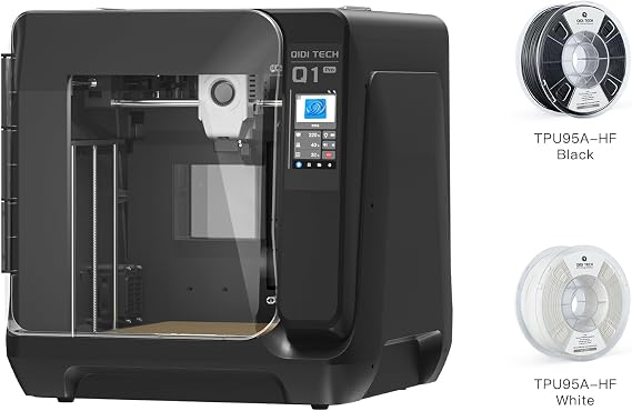 QIDI Q1 Pro 3D Printer Bundle  with 2kg of QIDI TPU Filament, Including Black and White