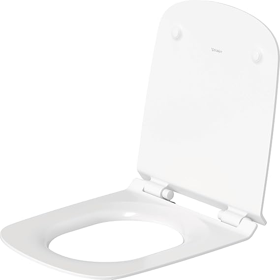 Duravit DuraStyle Toilet Seat 14 1/8" x 17 ", with Slow Close, Removable Seat, Stainless Steel Hinges, White High Gloss - 0063790000